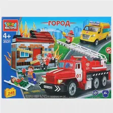 ГАЗ конструктор "Город мастеров" спасение на пожаре, с фигурками, 248дет. в русс. кор.