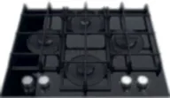 Встраиваемая варочная панель HOTPOINT-ARISTON Встраиваемая варочная панель HOTPOINT-ARISTON/ Газ на стекле. 4 зоны, Step Flame, автоподжиг, газ-контроль, чугунные решетки, 4,1x59x51, черный