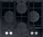 Встраиваемая варочная панель HOTPOINT-ARISTON Встраиваемая варочная панель HOTPOINT-ARISTON/ Газ на стекле. 4 зоны, Step Flame, автоподжиг, газ-контроль, чугунные решетки, 4,1x59x51, черный