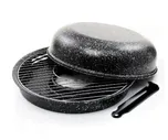 GoodGrill D-516, Сковорода гриль-газ эмалированная с мраморной крошкой (диаметр: 33 см, цвет: чёрный)