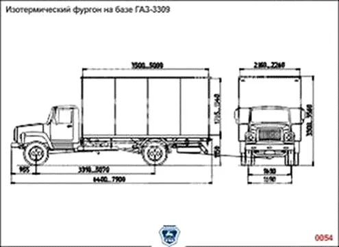 Изотермический фургон на базе ГАЗ-3309 - 2D-чертеж-0