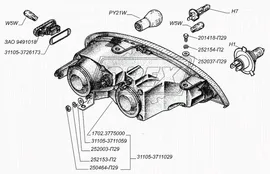 1702.3775000 Фара лев.головного света (ГАЗ-31105) (371х380х210) ОСВАР