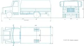 Чертеж грузовика ГАЗ-3309 с удлиненной бортовой платформой